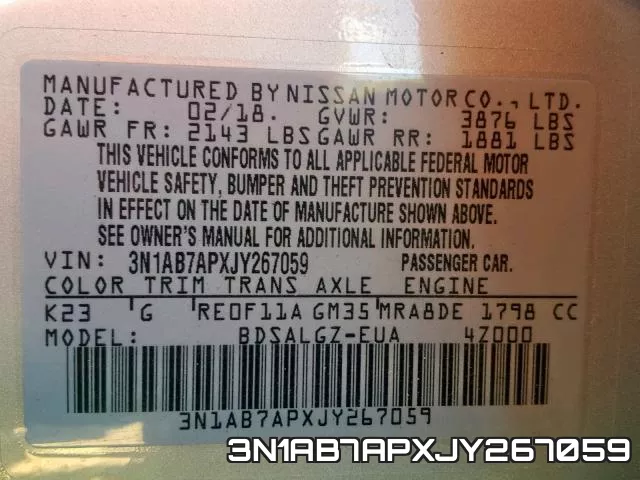 3N1AB7APXJY267059 фото 2