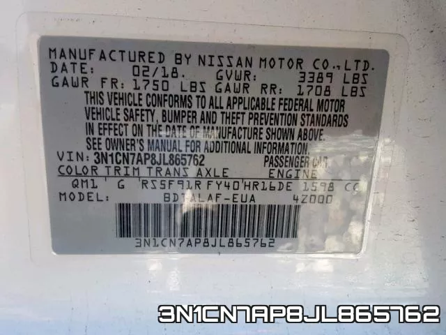 3N1CN7AP8JL865762 фото 2