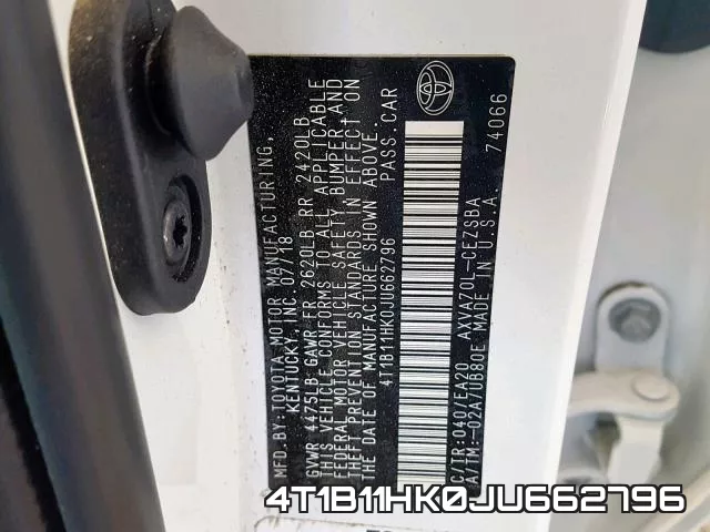 4T1B11HK0JU662796 фото 2