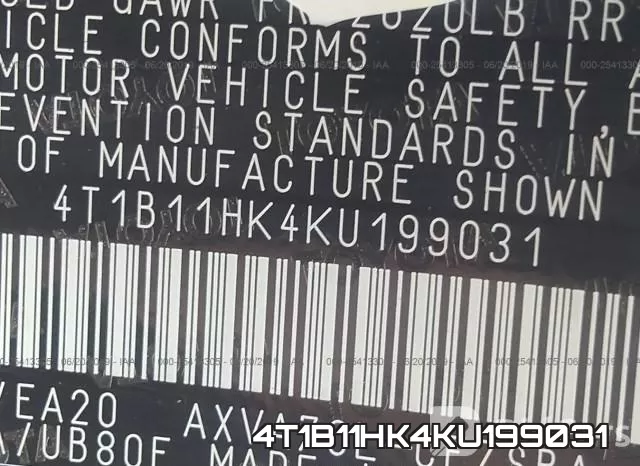 4T1B11HK4KU199031 фото 10