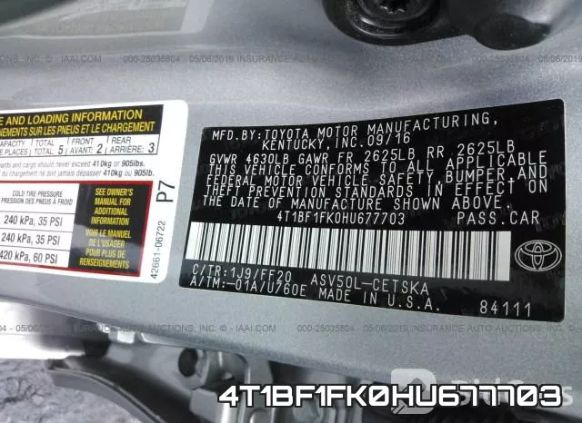 4T1BF1FK0HU677703 фото 10