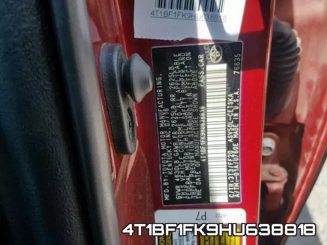 4T1BF1FK9HU638818 фото 2