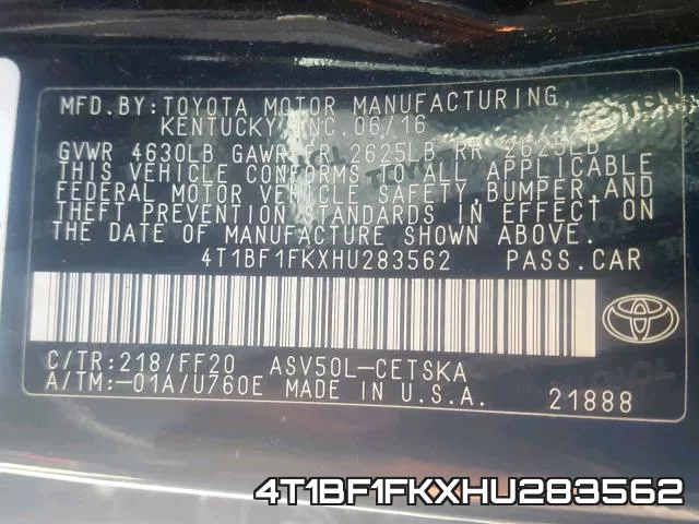 4T1BF1FKXHU283562 фото 2