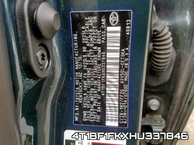4T1BF1FKXHU337846 фото 2