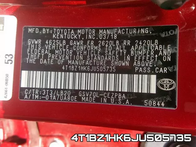 4T1BZ1HK6JU505735 фото 2