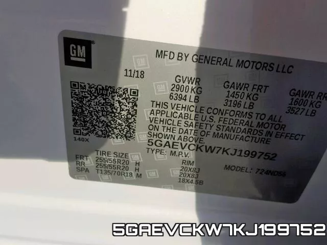 5GAEVCKW7KJ199752 фото 2