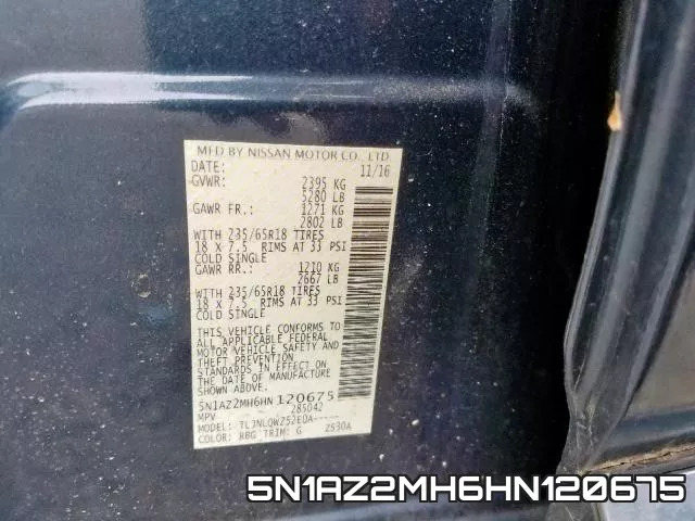 5N1AZ2MH6HN120675 фото 2