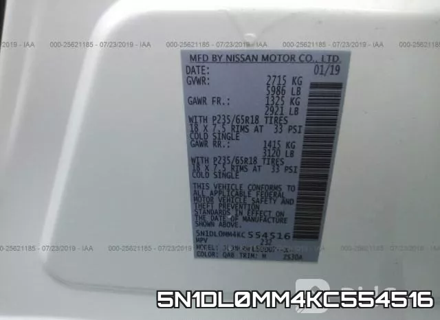 5N1DL0MM4KC554516 фото 10