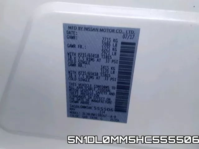 5N1DL0MM5HC555506 фото 2