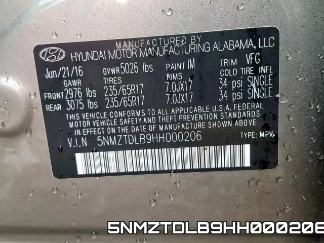 5NMZTDLB9HH000206 фото 2