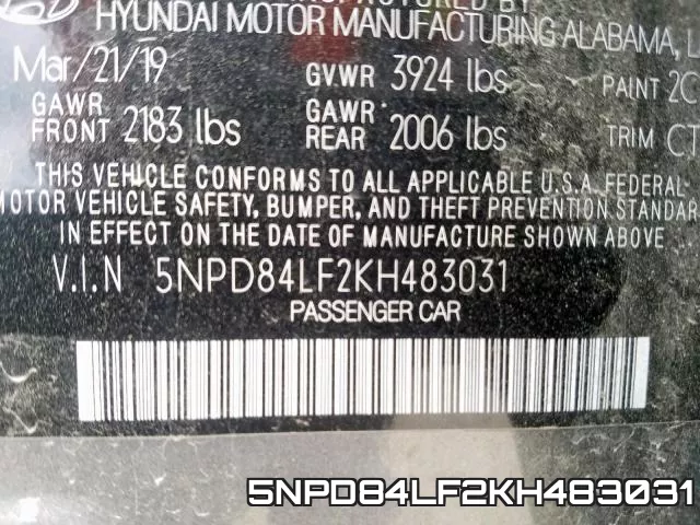 5NPD84LF2KH483031 фото 2
