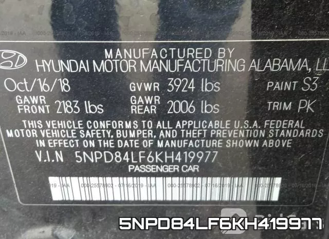 5NPD84LF6KH419977 фото 10