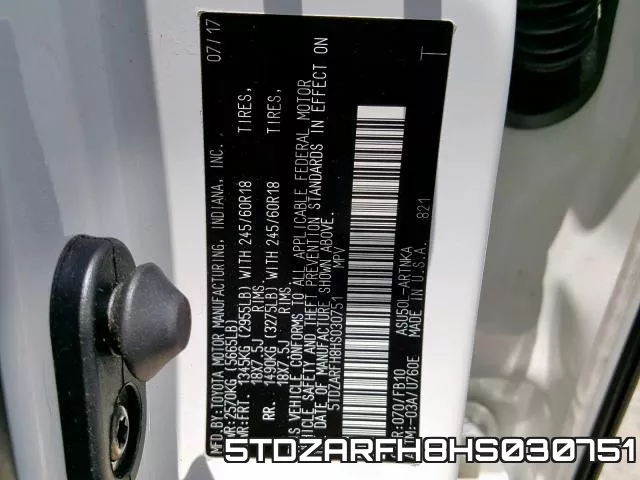 5TDZARFH8HS030751 фото 2