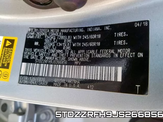 5TDZZRFH9JS266856 фото 2