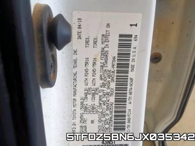5TFDZ5BN6JX035342 фото 2