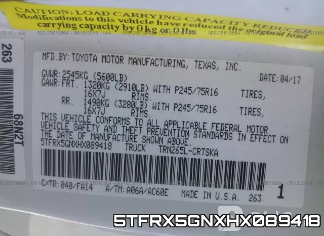 5TFRX5GNXHX089418 фото 10
