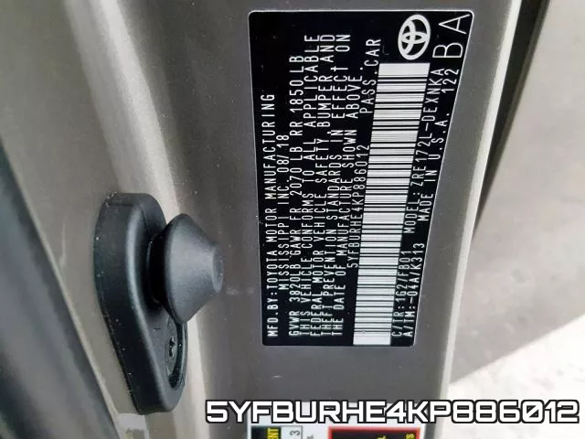 5YFBURHE4KP886012 фото 2