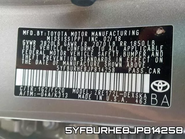 5YFBURHE8JP814258 фото 2