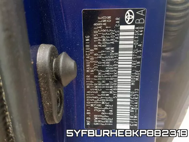 5YFBURHE8KP882318 фото 2