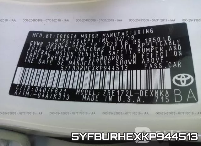 5YFBURHEXKP944513 фото 10