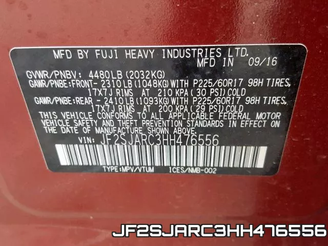 JF2SJARC3HH476556 фото 2