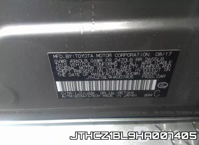 JTHCZ1BL9HA007405 фото 10