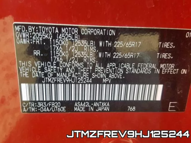 JTMZFREV9HJ125244 фото 2