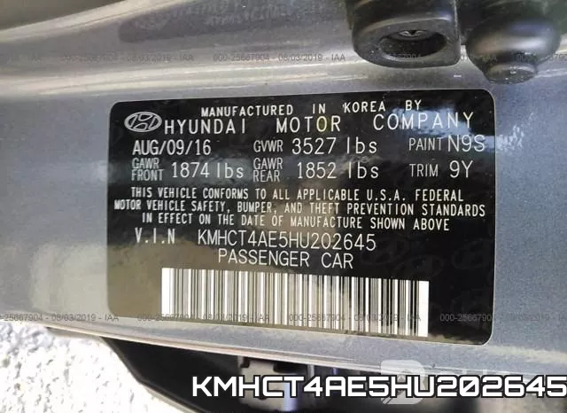 KMHCT4AE5HU202645 фото 10