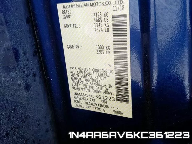 1N4AA6AV6KC361223 фото 2