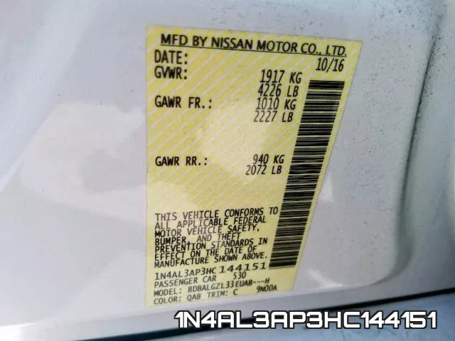 1N4AL3AP3HC144151 фото 2