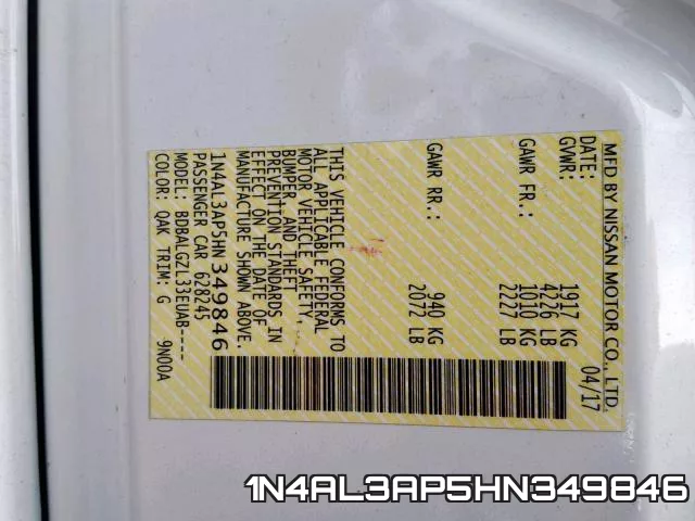 1N4AL3AP5HN349846 фото 2