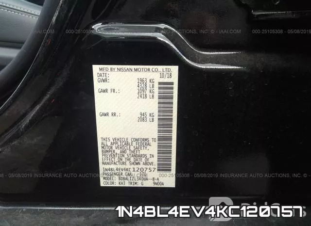 1N4BL4EV4KC120757 фото 10