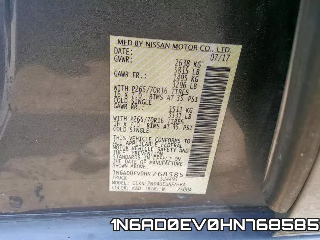 1N6AD0EV0HN768585 фото 2