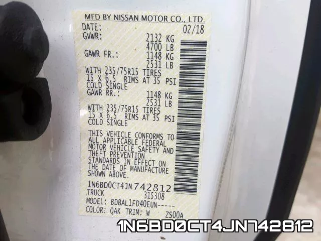 1N6BD0CT4JN742812 фото 2