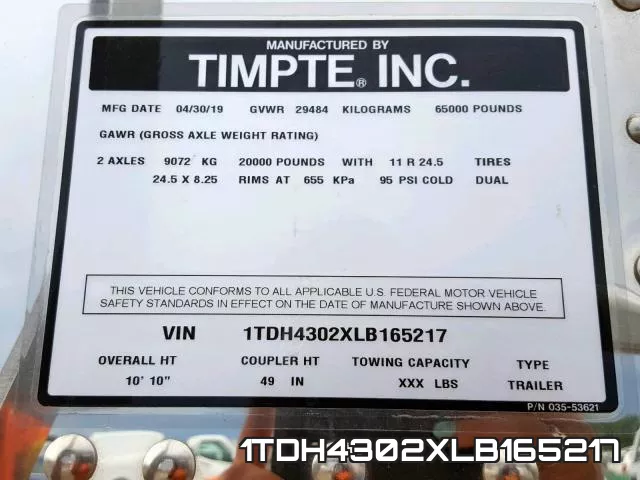 1TDH4302XLB165217 фото 2