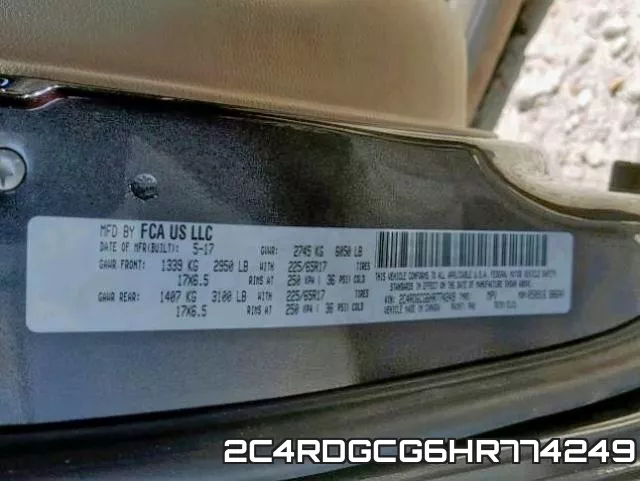 2C4RDGCG6HR774249 фото 2