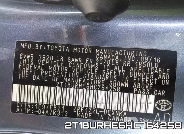2T1BURHE6HC764258 фото 10