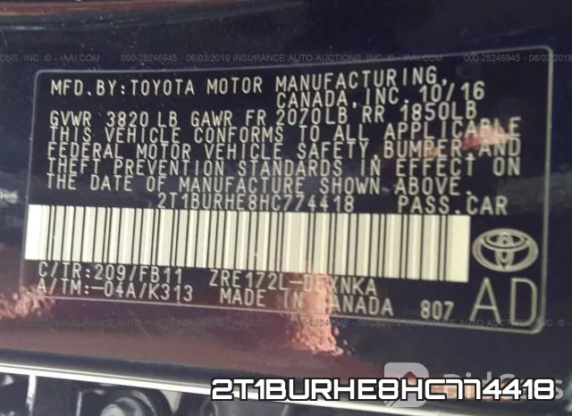 2T1BURHE8HC774418 фото 10