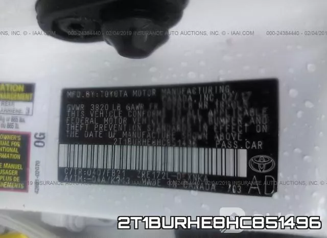 2T1BURHE8HC851496 фото 10