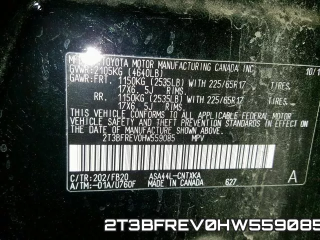 2T3BFREV0HW559085 фото 2