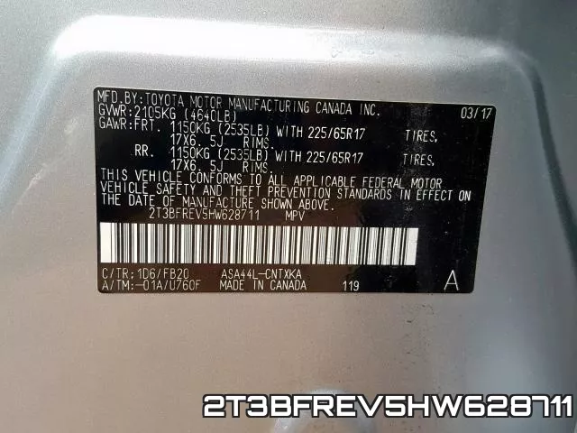2T3BFREV5HW628711 фото 2
