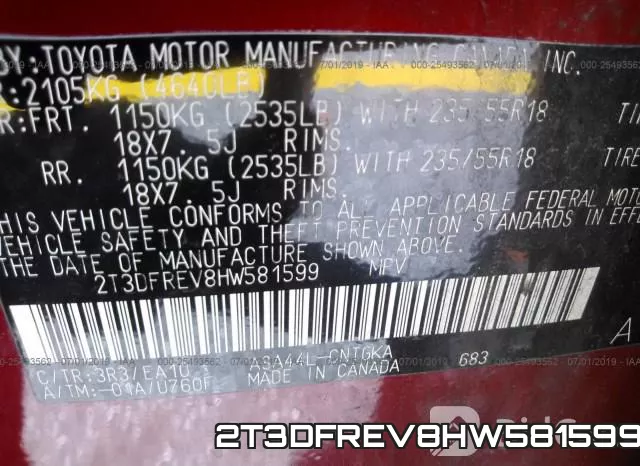 2T3DFREV8HW581599 фото 10