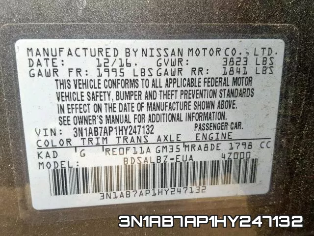 3N1AB7AP1HY247132 фото 2