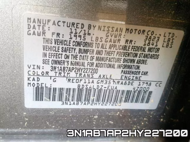 3N1AB7AP2HY227200 фото 2