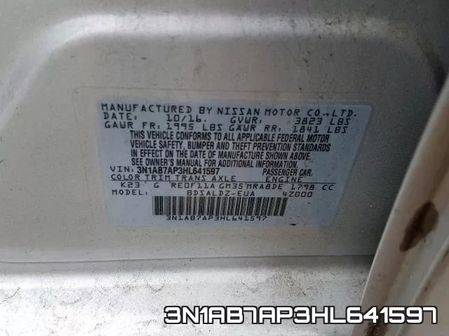 3N1AB7AP3HL641597 фото 2