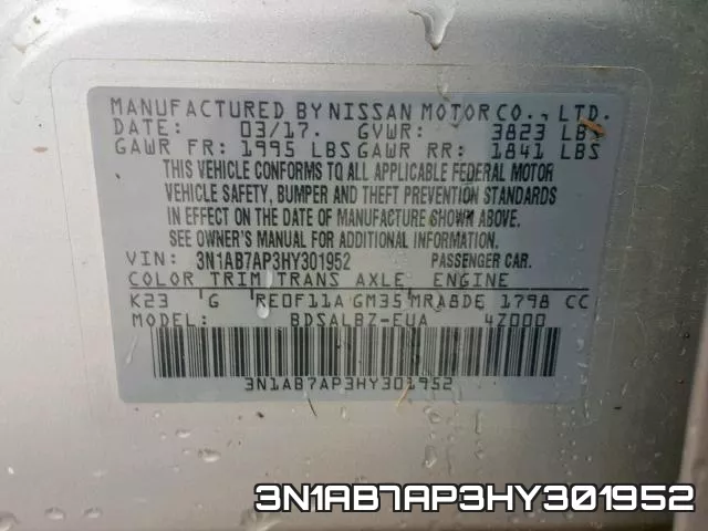 3N1AB7AP3HY301952 фото 2
