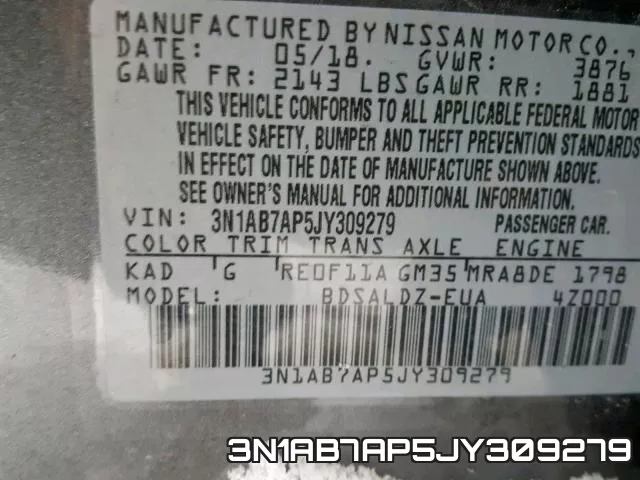 3N1AB7AP5JY309279 фото 2