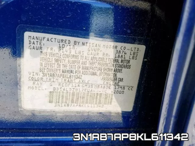 3N1AB7AP8KL611342 фото 2