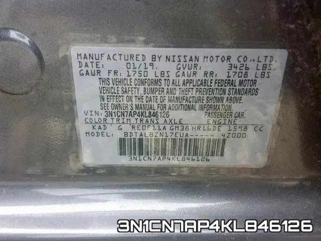 3N1CN7AP4KL846126 фото 2