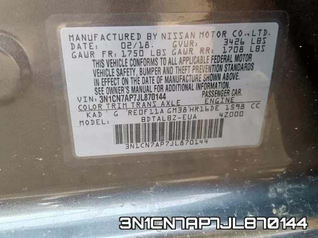 3N1CN7AP7JL870144 фото 2